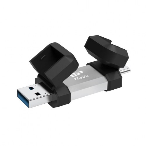 USB stick Silicon Power 256 GB – USB-A/USB-C 3.2 Gen 1, sort/sølv