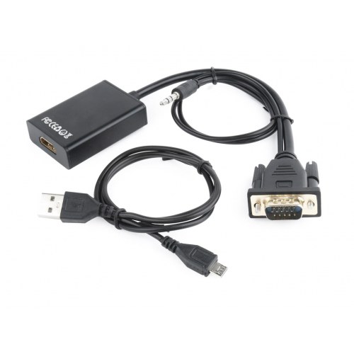 HDMI til VGA adapterkabel 0,15 m - Gembird, sort