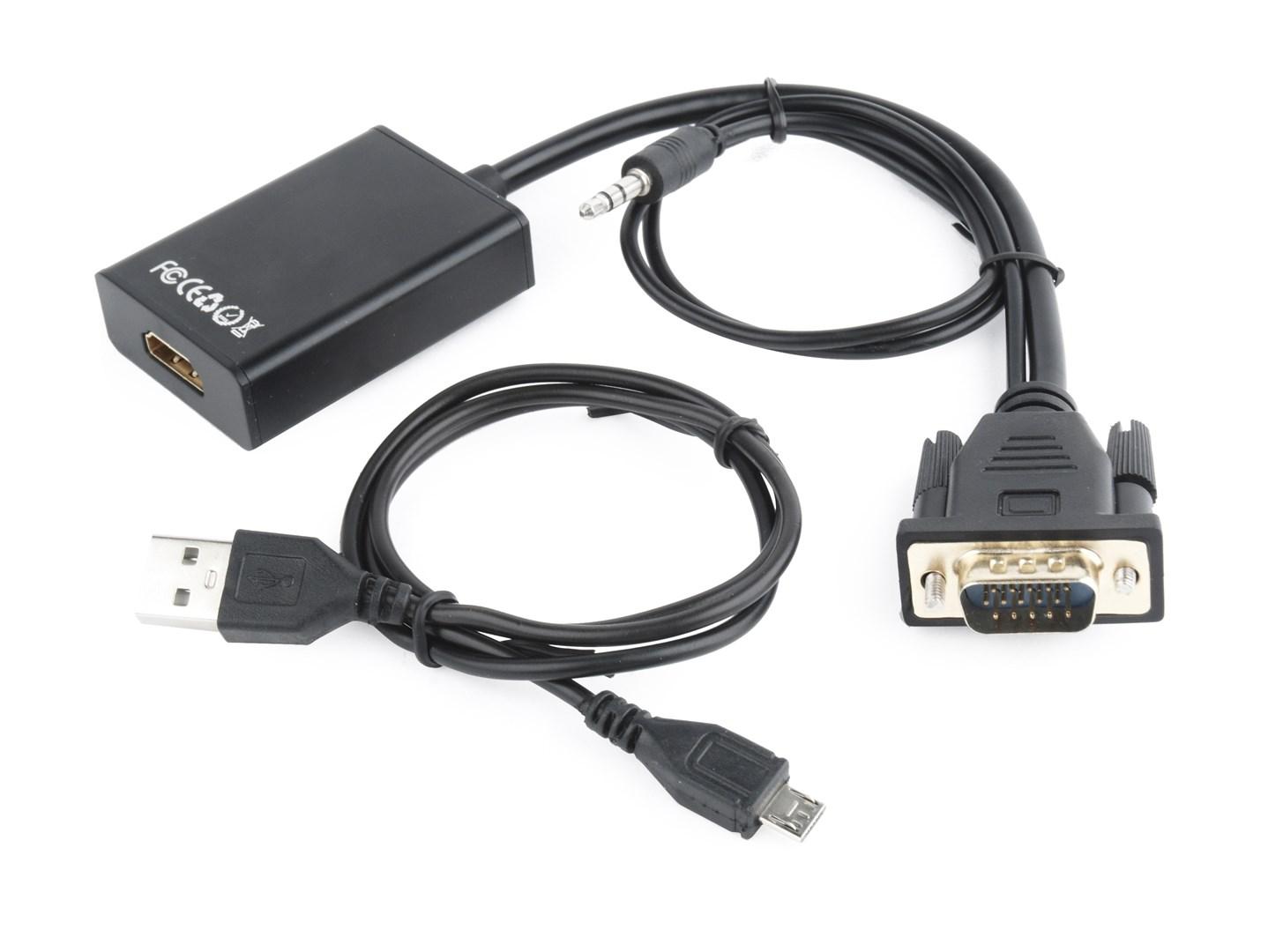 HDMI til VGA adapterkabel 0,15 m – Gembird, sort