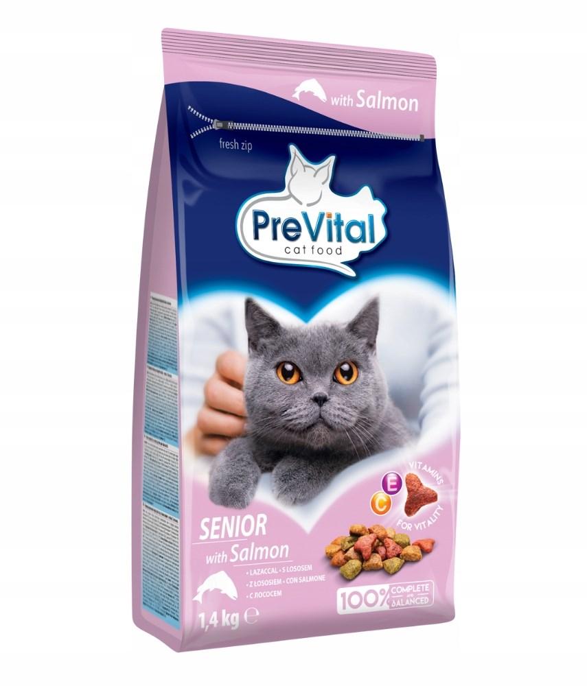 Tørfoder til kat – PREVITAL Senior med laks, 1,4 kg