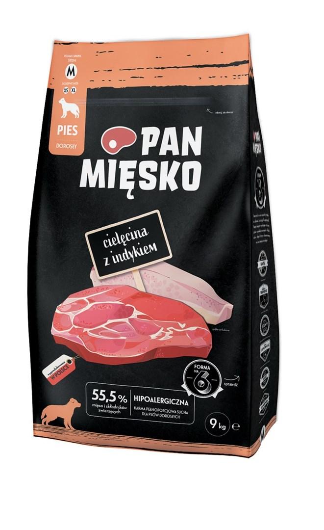 Hundefoder tørfoder PAN MIĘSKO kalv med kalkun M – 9 kg