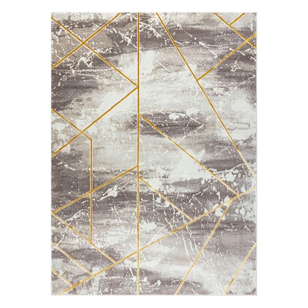 Gulvtæppe - Hakano Iona Geometric, creme/brun/sennepsgul, 160×220 cm