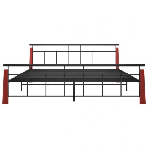 Sengestel 200x200 cm metal og massivt egetræ