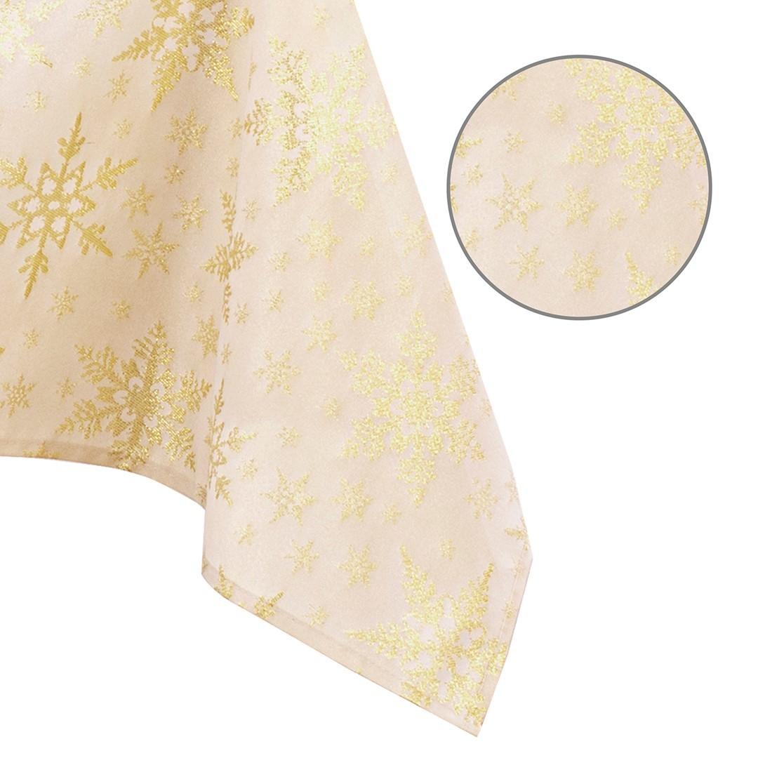 Juledug gul med guld snefnug 140×400 cm - AmeliaHome White Christmas