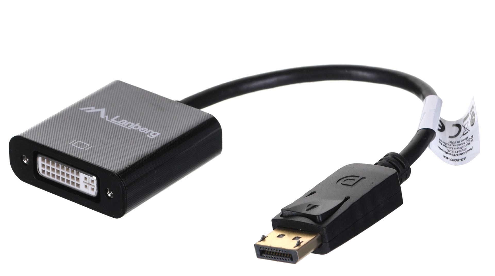 DisplayPort til DVI-D adapterkabel 0,1 m - Lanberg, sort billede