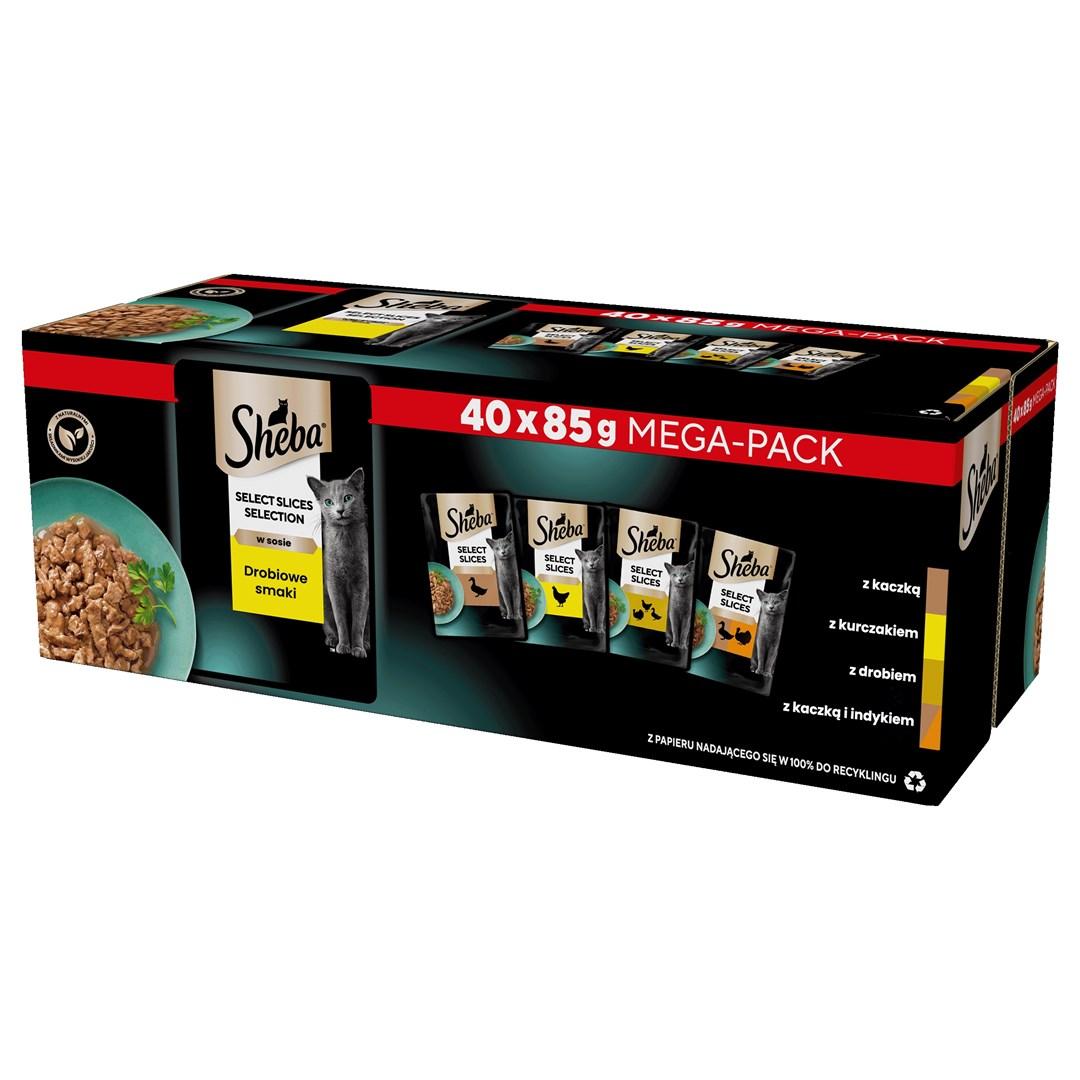 Vådfoder til kat – Sheba Selection Select Slices Fjerkræsmage, 40 × 85 g
