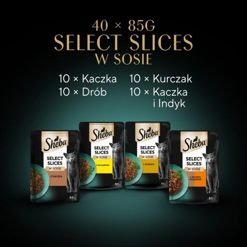 Vådfoder til kat – Sheba Selection Select Slices Fjerkræsmage, 40 × 85 g
