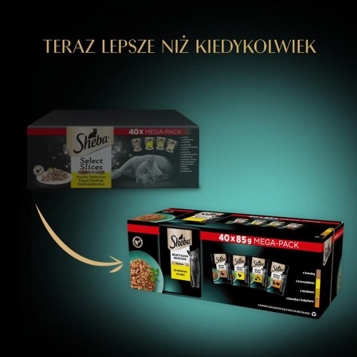 Vådfoder til kat – Sheba Selection Select Slices Fjerkræsmage, 40 × 85 g