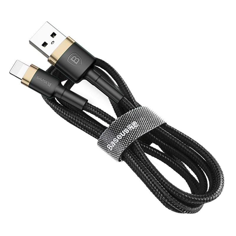 USB kabel Lightning 1 m - Baseus Cafule, sort/guld billede
