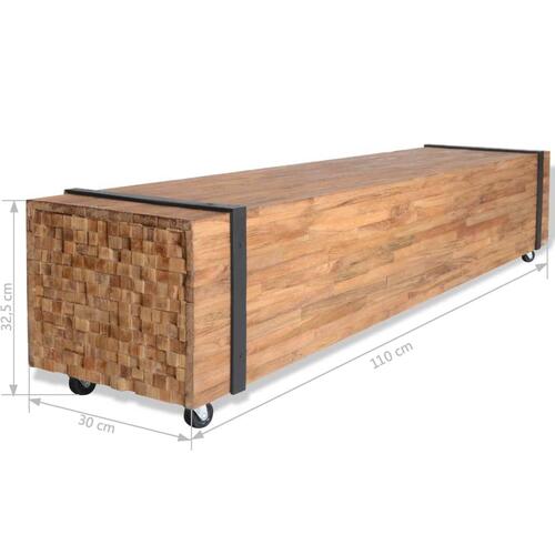 Tv-bord 110x30x32,5 cm massivt teaktræ