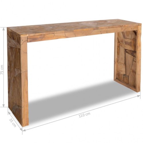 Konsolbord 110x35x75 cm massivt teaktræ