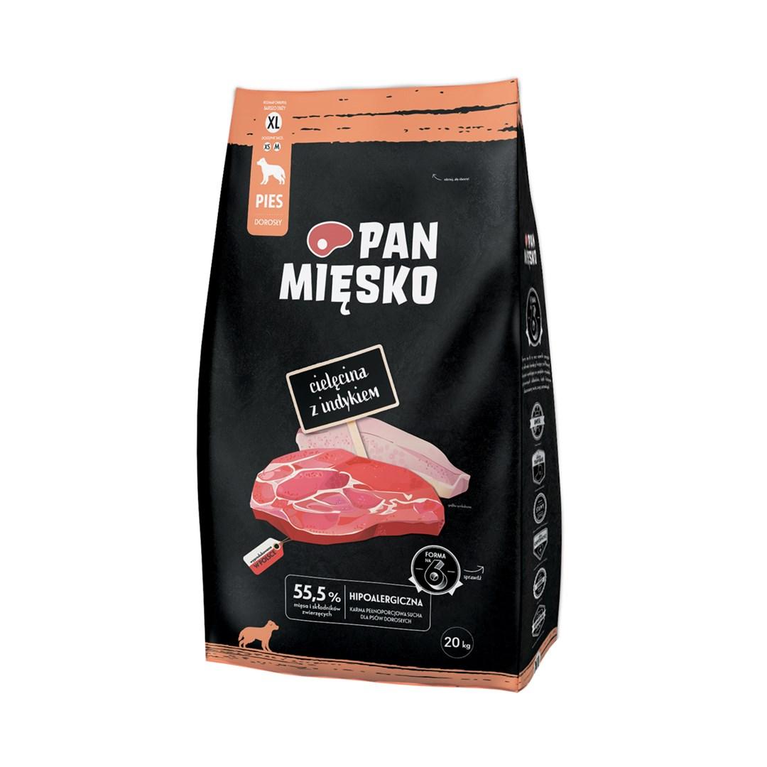 Hundefoder tørfoder PAN MIĘSKO kalv med kalkun XL – 20 kg