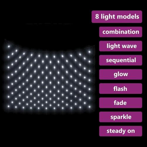Lysnet 3x2 m 204 LED'er inde/ude koldt hvidt lys