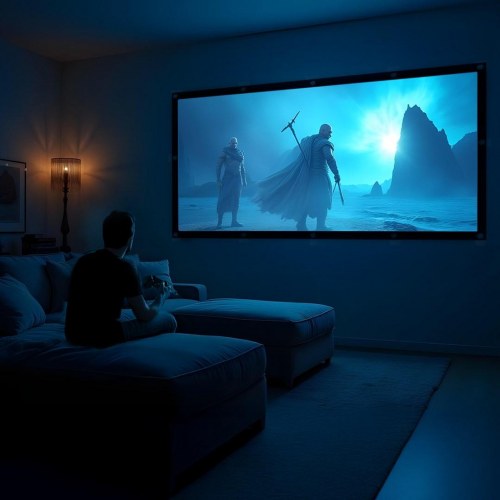 Projektor lærred 150" Maclean – 330×187 cm, 16:9 kant, ophængskroge