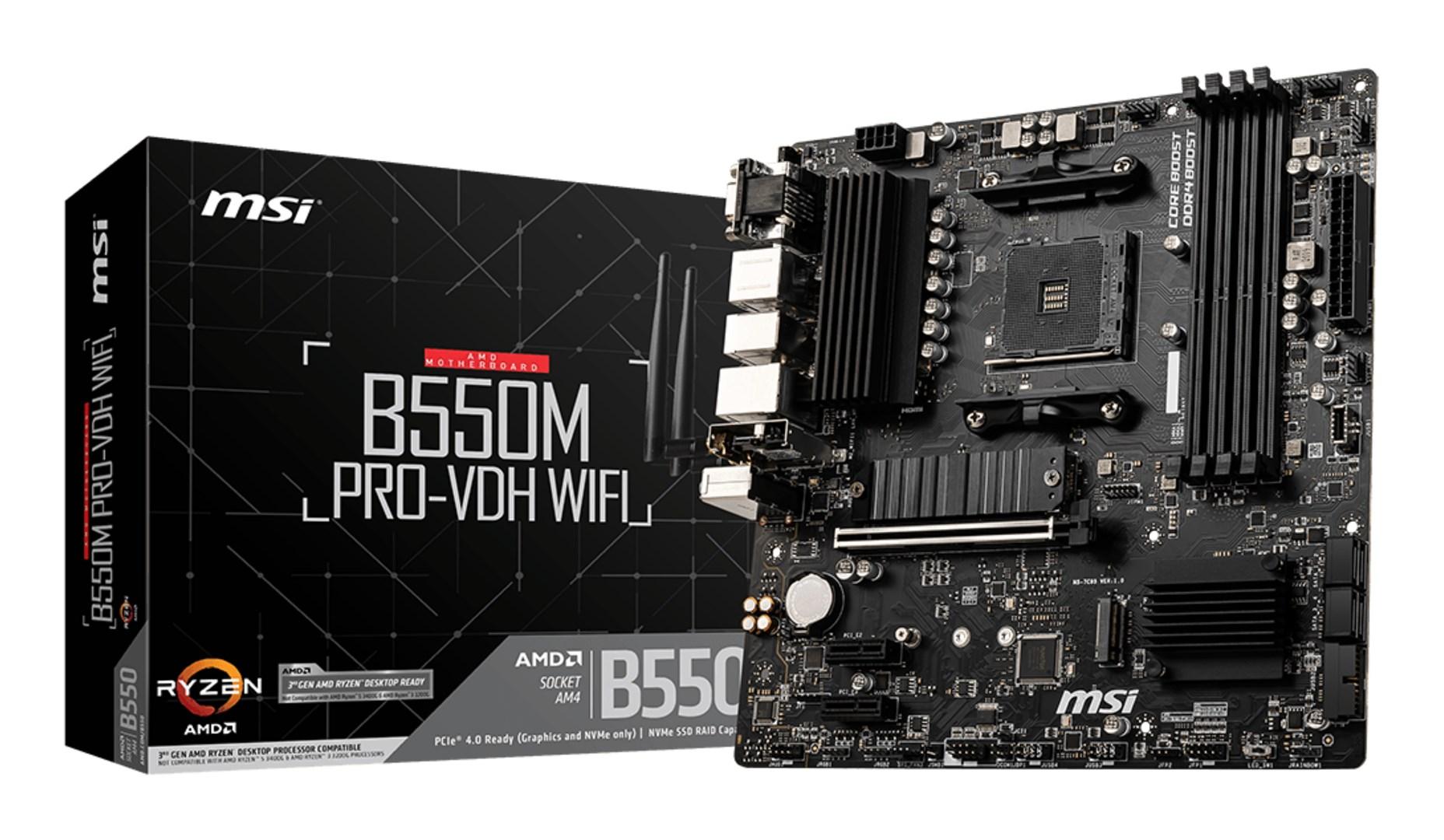 Bundkort MSI B550M PRO-VDH WIFI - AMD B550, Socket AM4, micro ATX billede