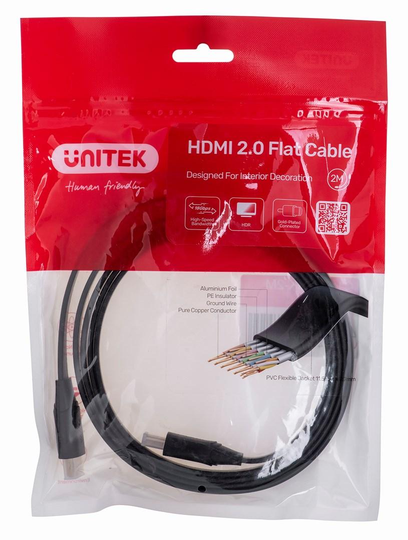 HDMI-kabel 2.0 fladt 2 m – UNITEK 4K 60 Hz