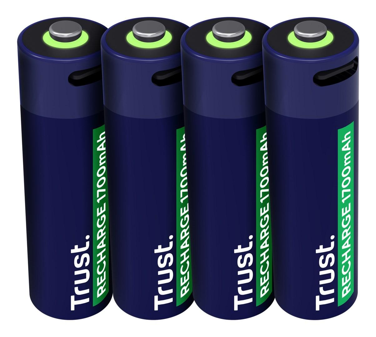 AA genopladelige batterier - Trust, 1700 mAh, 4 stk. billede