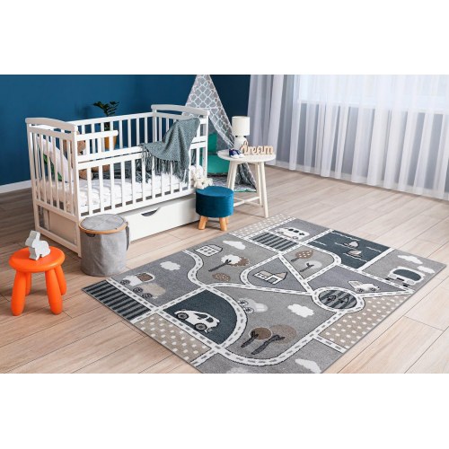 Gulvtæppe til børneværelse Hakano Beo Strade – grå 80×150