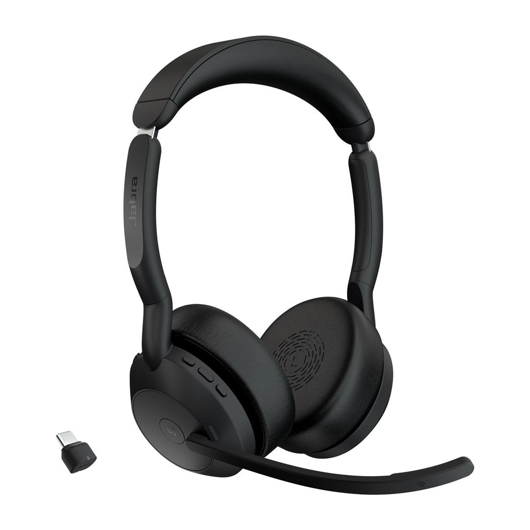 Trådløst headset Jabra til kontor/Call Center med opladningsstander - sort billede