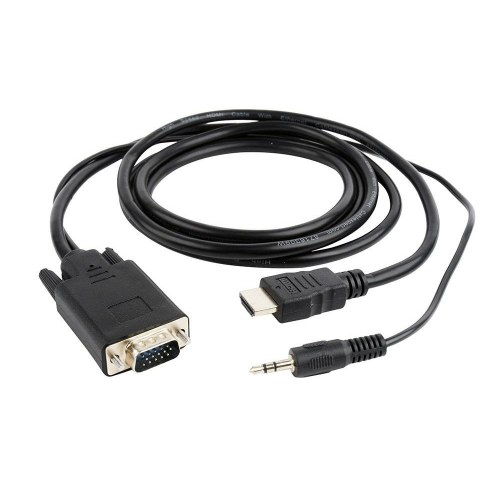 HDMI til VGA kabeladapter 1,8 m – Gembird, med 3,5 mm lyd, sort