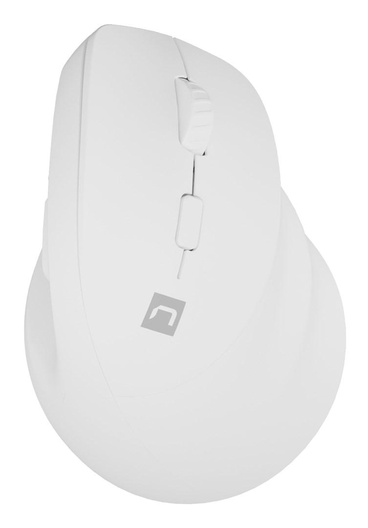 Trådløs mus NATEC Crake 2 - højrehånd, RF + Bluetooth, optisk, 2.400 DPI, hvid billede