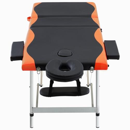 Foldbart massagebord 3 zoner aluminium sort og orange