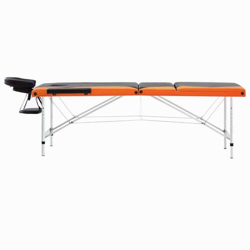 Foldbart massagebord 3 zoner aluminium sort og orange