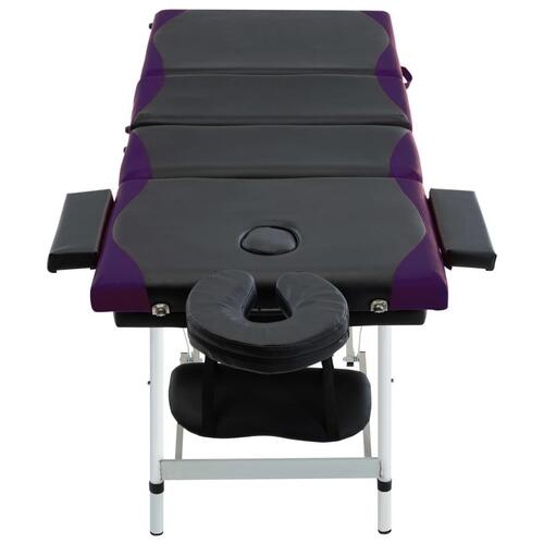 Foldbart massagebord 4 zoner aluminium sort og lilla