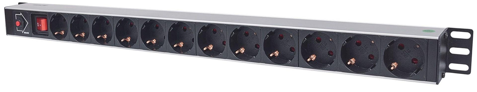 Stikdåse PDU 12 udtag - Intellinet, 1U rack, afbryder og overbelastningsbeskyttelse billede