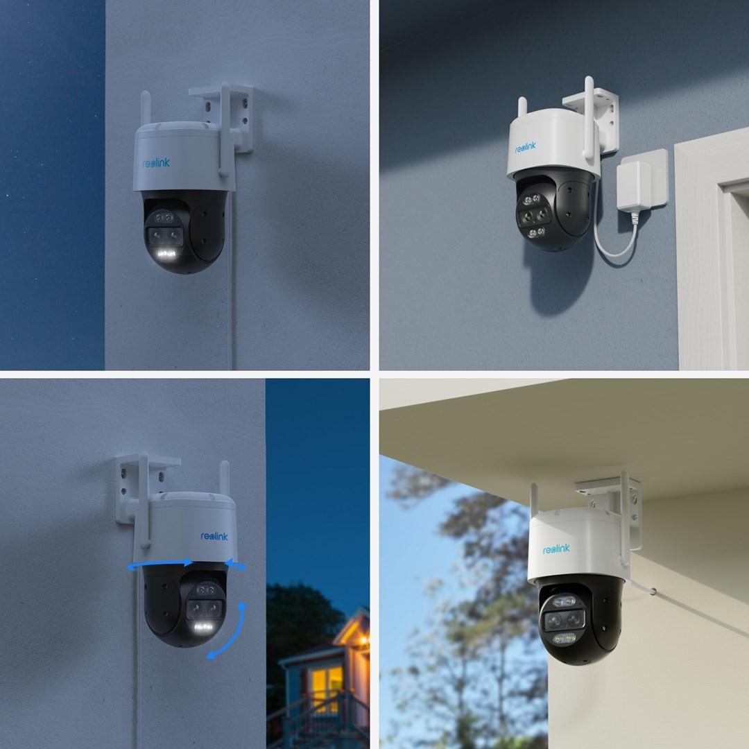 Overvågningskamera udendørs Reolink TrackMix W760 – 4K, dual view, auto-zoom tracking, 2,4/5 GHz Wi‑Fi, farve-nattesyn billede