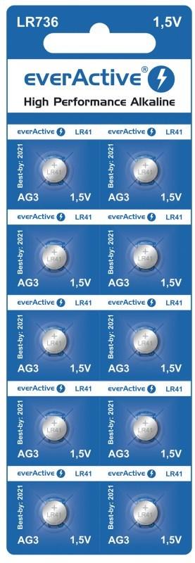 Knapcellebatterier alkaline everActive AG3 LR41 (LR736) – 10 stk.