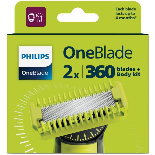 Barberhoved Philips OneBlade 360 – 2 stk. (QP624/50)