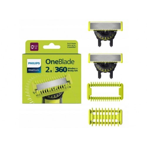 Barberhoved Philips OneBlade 360 – 2 stk. (QP624/50)