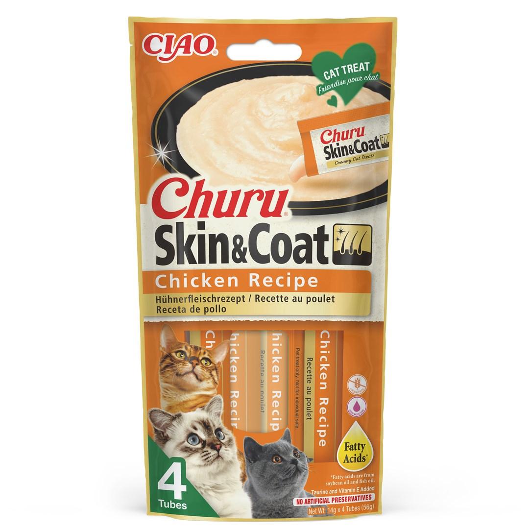 Kattegodbidder INABA Churu Skin & Coat – kylling, 4×14 g