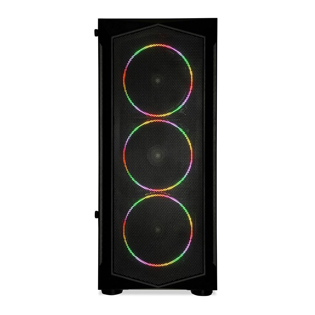 PC kabinet iBox LUPUS 27 Midi Tower ATX – sort, hærdet glas, RGB billede
