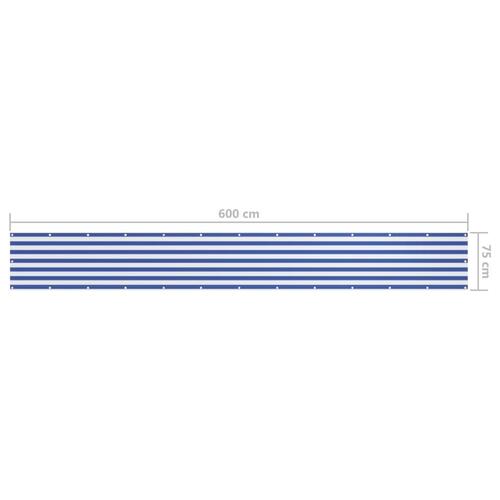 Altanafskærmning 75x600 cm oxfordstof hvid og blå