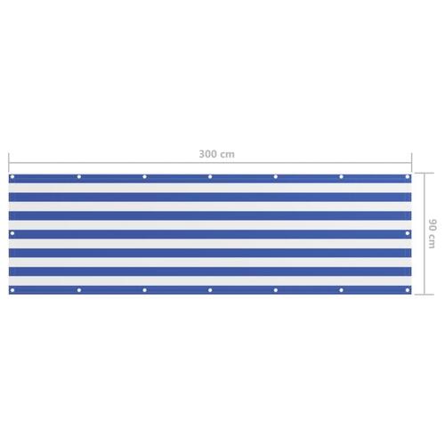 Altanafskærmning 90x300 cm oxfordstof hvid og blå