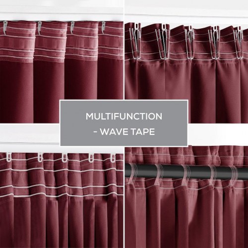 Mørklægningsgardin blackout 140x245 cm – vinrød, klassisk bånd – AmeliaHome