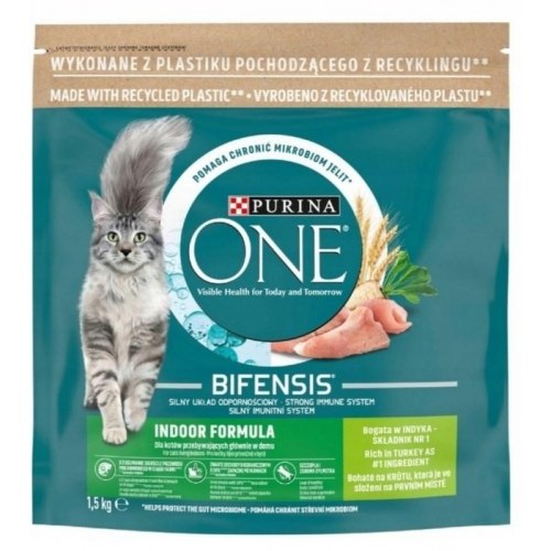 Kattemad tørfoder Purina One Bifensis Indoor med kalkun – 1,5 kg