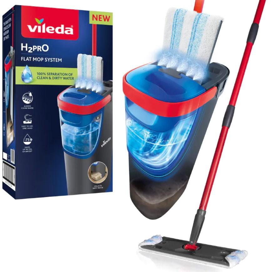 Gulvmoppe flad – Vileda H2Pro med spand