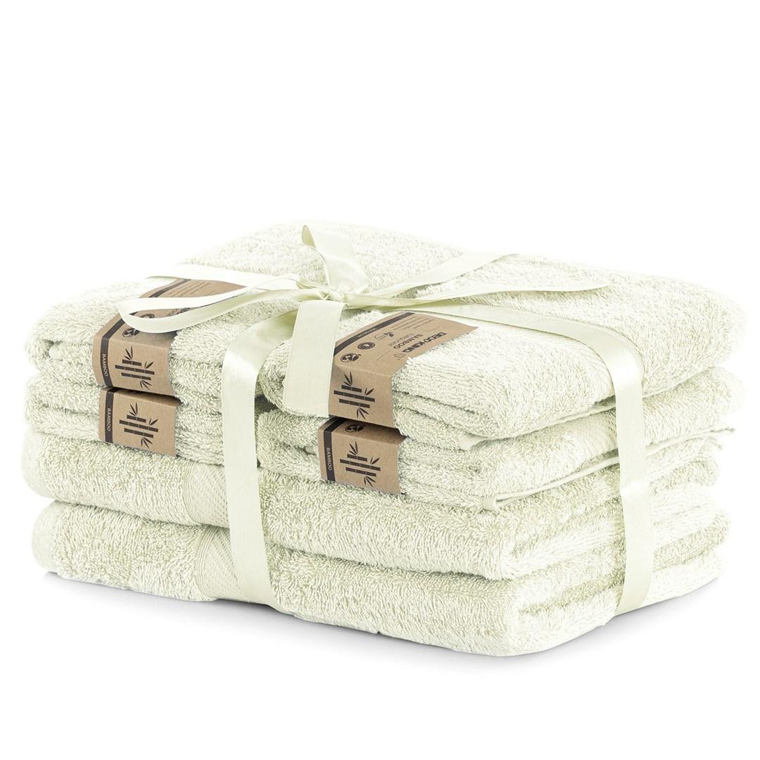 Håndklædesæt bambus/bomuld 6 dele - creme, 70x140 + 50x100