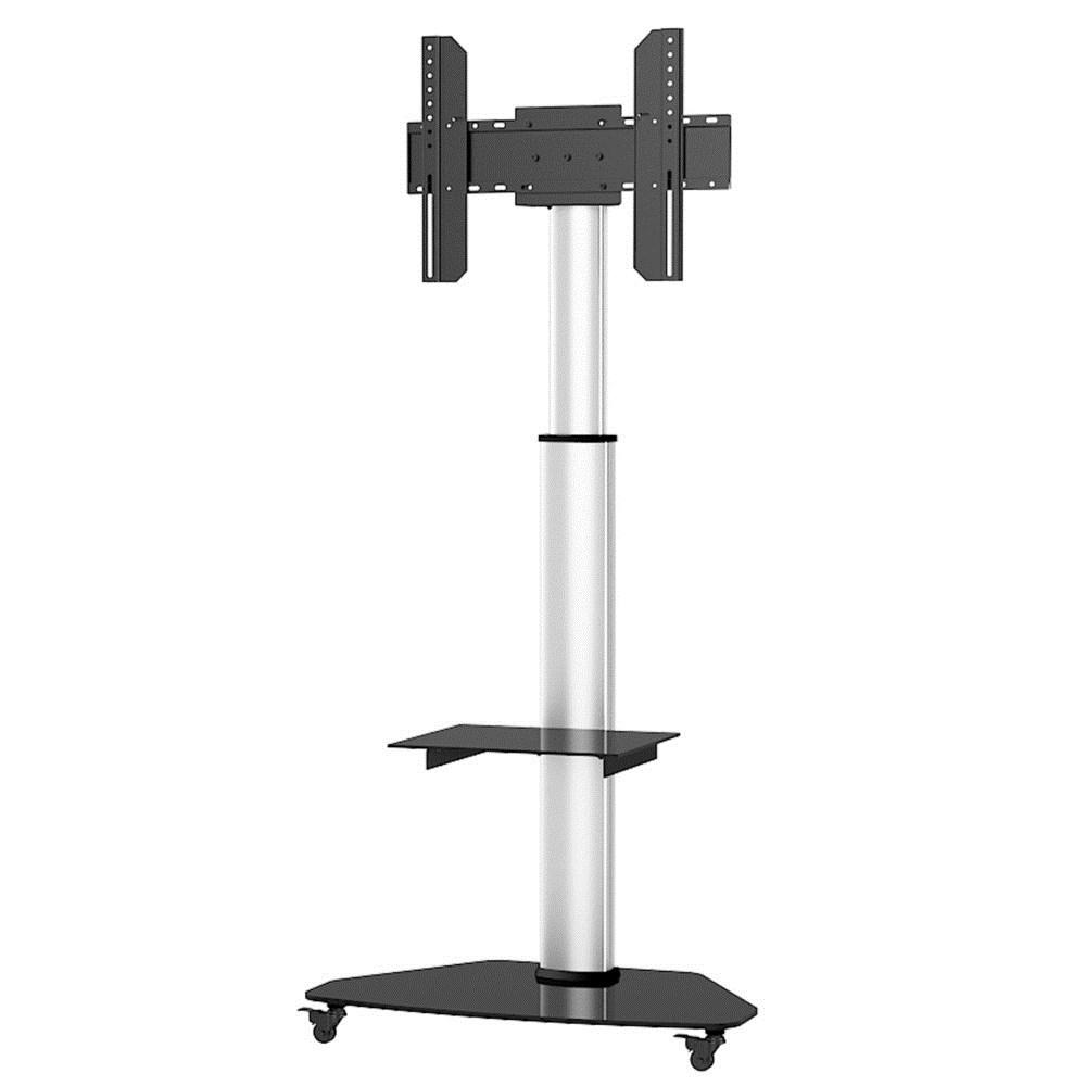 TV gulvstativ med hylde – TECHly trolley til 37–70" skærme, sølv billede