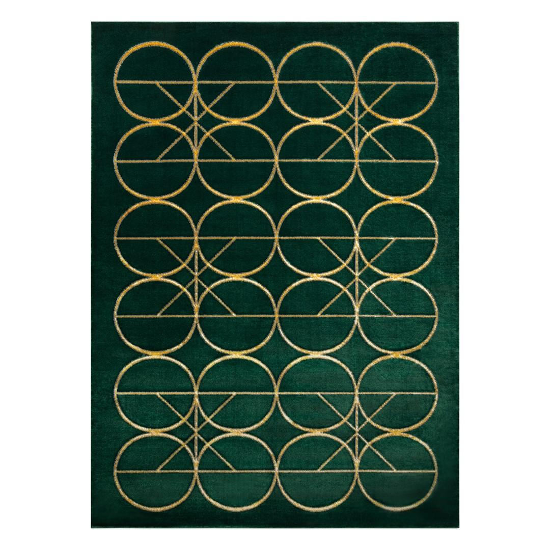Gulvtæppe Hakano Estema Circles - flaskegrøn 80×150