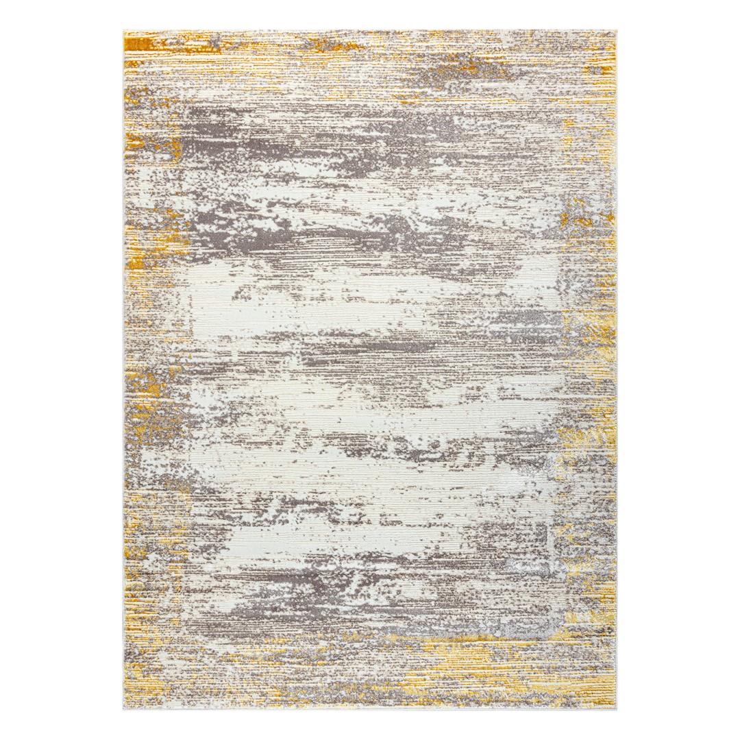 Gulvtæppe - Hakano Iona Frame6, creme/ beige/ sennepsgul, 80×150 cm