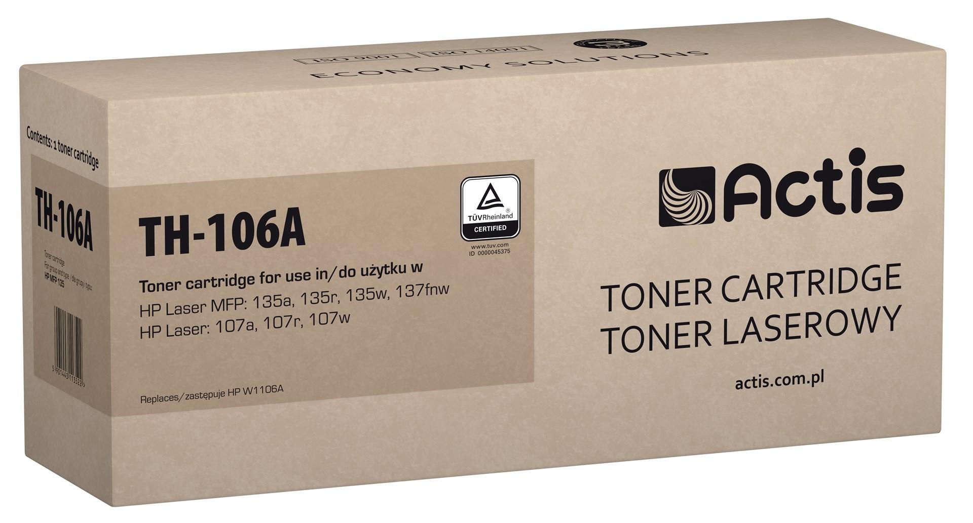 Toner til HP – Actis TH-106A, sort, standardudbytte (erstatter HP 106A W1106A), ca. 1.000 sider