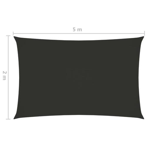 Solsejl 2x5 m oxfordstof rektangulær antracitgrå