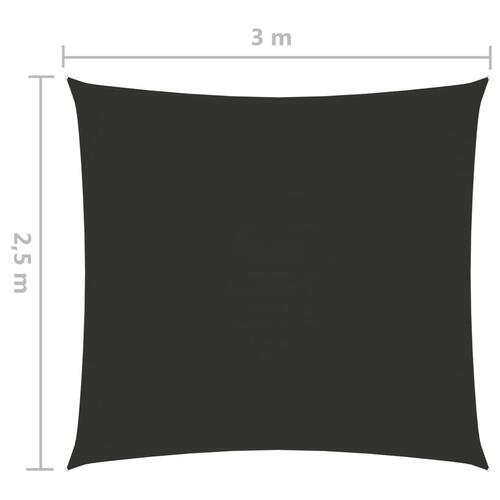 Solsejl 2,5x3 m rektangulær oxfordstof antracitgrå