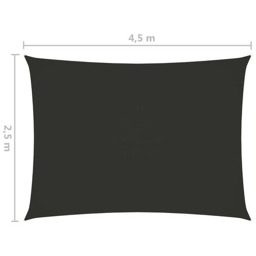 Solsejl 2,5x4,5 m rektangulær oxfordstof antracitgrå