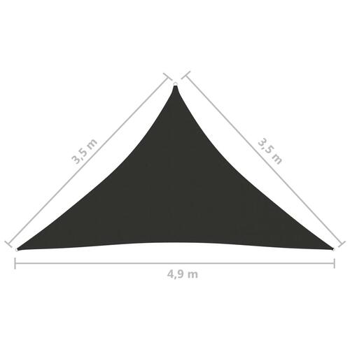 Solsejl 3,5x3,5x4,9 m trekantet oxfordstof antracitgrå