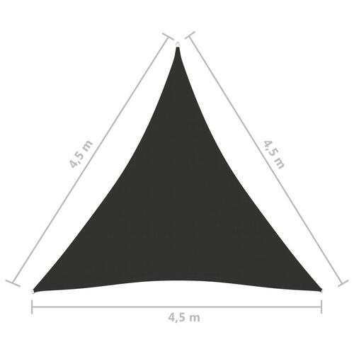 Solsejl 4,5x4,5x4,5 m oxfordstof trekantet antracitgrå